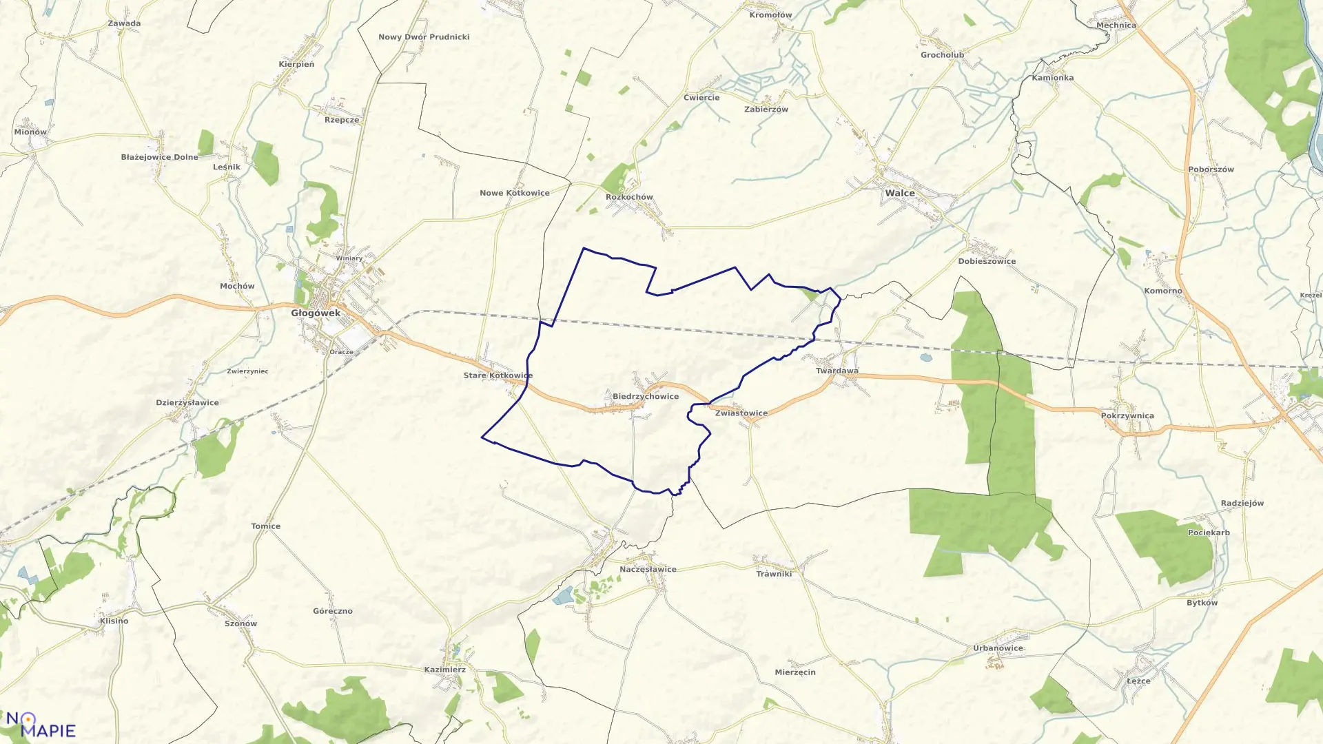 Mapa obrębu BIEDRZYCHOWICE w gminie Głogówek