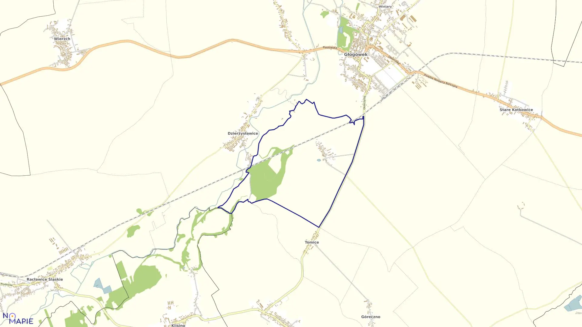 Mapa obrębu GŁOGOWIEC w gminie Głogówek