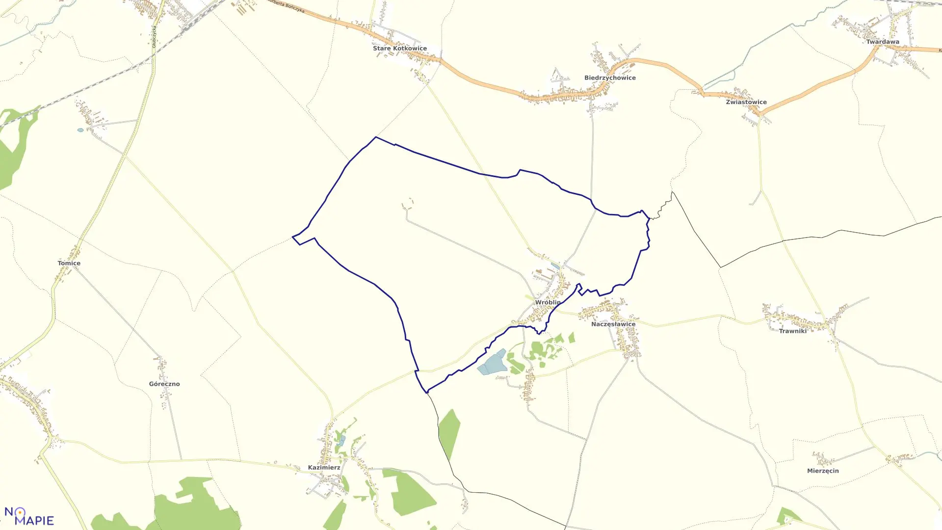 Mapa obrębu WRÓBLIN w gminie Głogówek